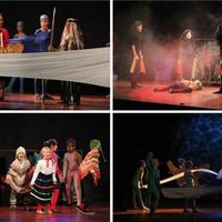 Distintos momentos de la representación de la obra La Leyenda del Lago Titicaca realizada por los alumnos de teatro del Colegio Ágora de Boadilla del Monte.