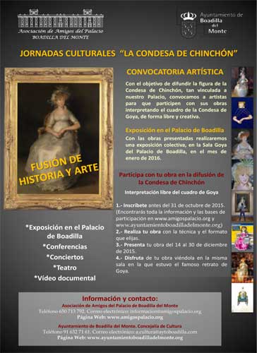 Cartel anunciador de la convocatoria realizada por la Asociación Amigos del Palacio para que los artista que lo deseen realicen una obra con su interpretación del cuadro de Goya de la Condesa de Chinchón.